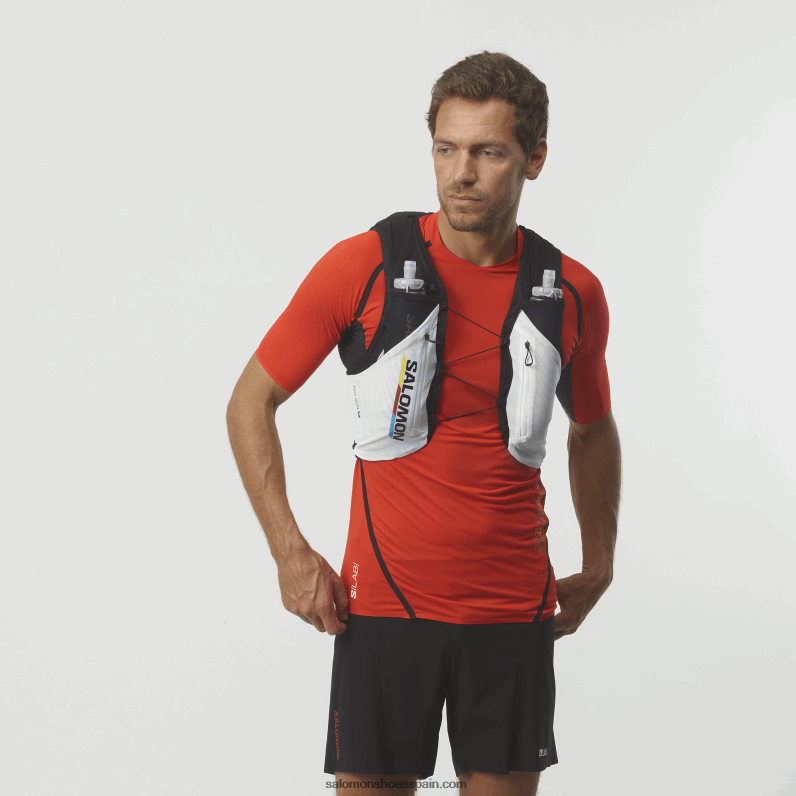 chaleco de running para hombre con petacas incluidas - adv skin 12 race flag Salomon 00B0PZ315 blanco negro
