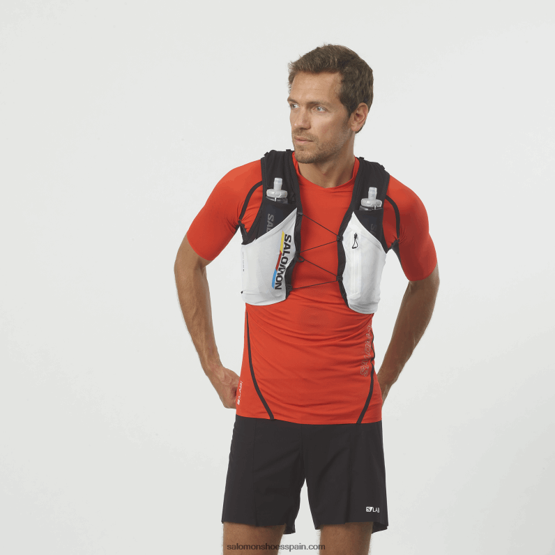 chaleco de running para hombre con petacas incluidas - adv skin 5 race flag Salomon 00B0PZ307 blanco negro