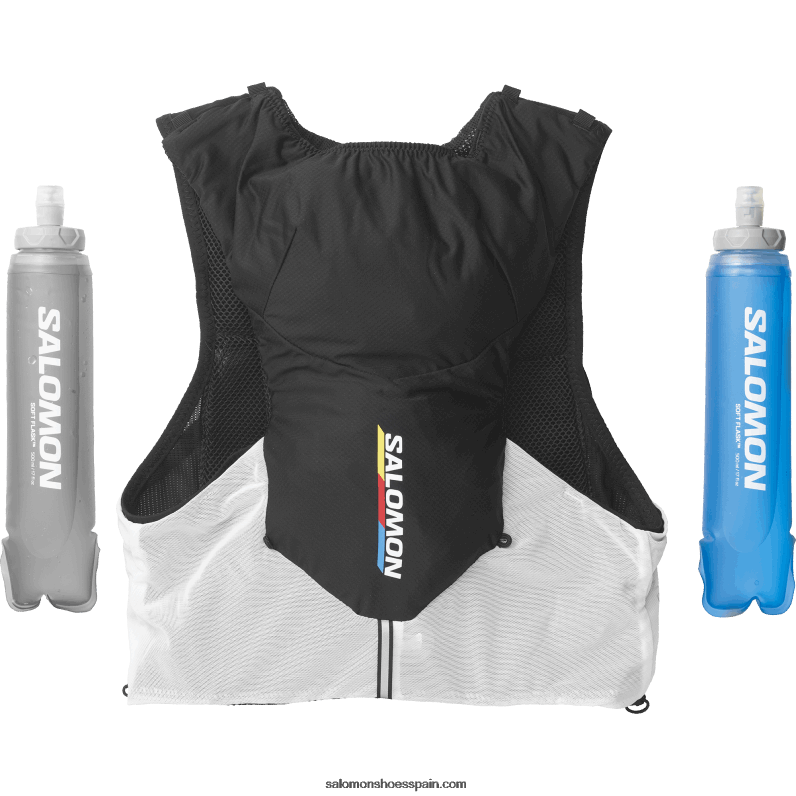 chaleco de running para hombre con petacas incluidas - adv skin 5 race flag Salomon 00B0PZ307 blanco negro