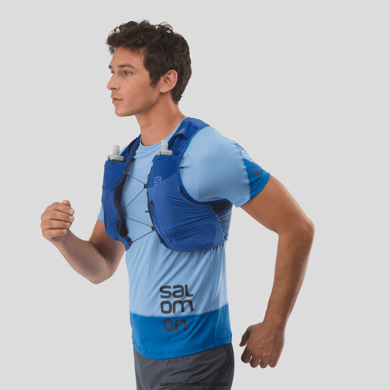 chaleco de running para hombre con petacas incluidas - sense pro 5 Salomon 00B0PZ337 azul náutico/ébano/índigo humor