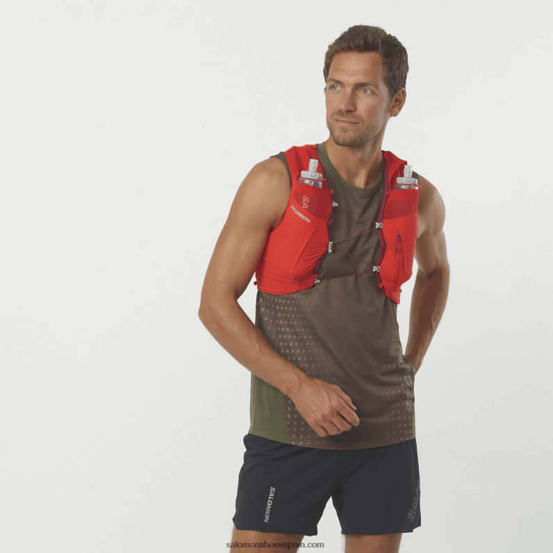 chaleco de running para hombre con petacas incluidas - sense pro 5 Salomon 00B0PZ339 rojo fuego/ébano/cabernet