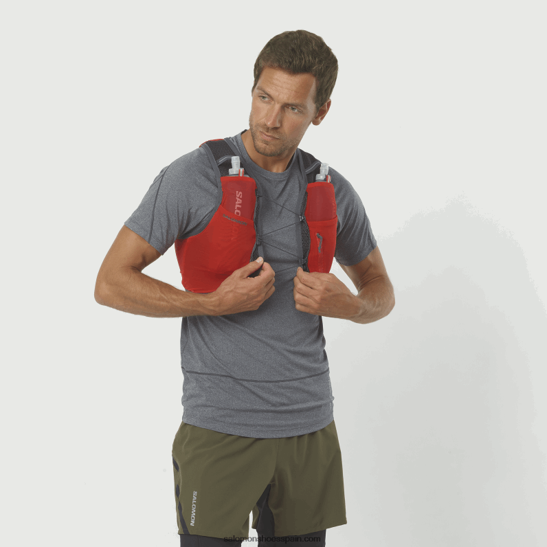 chaleco running hombre con petacas incluidas - piel activa 4 Salomon 00B0PZ331 rojo fuego/ébano