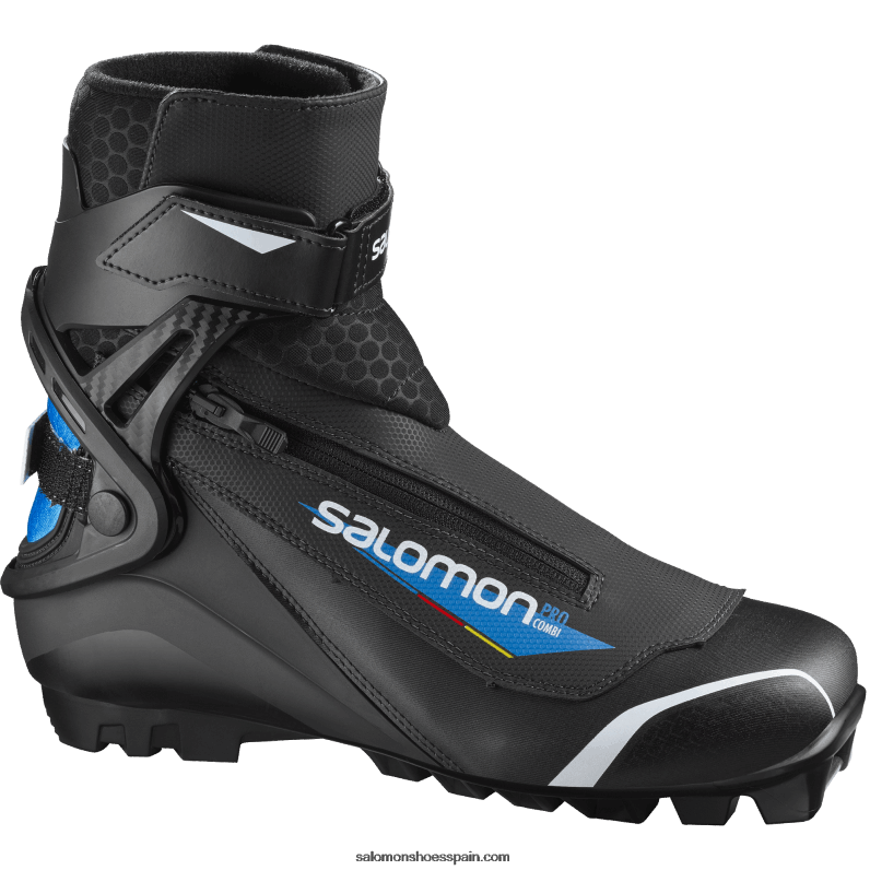 botas nórdicas clásicas de patinaje para hombre - pro combi pilot Salomon 00B0PZ699 azul marino oscuro/negro/azul proceso