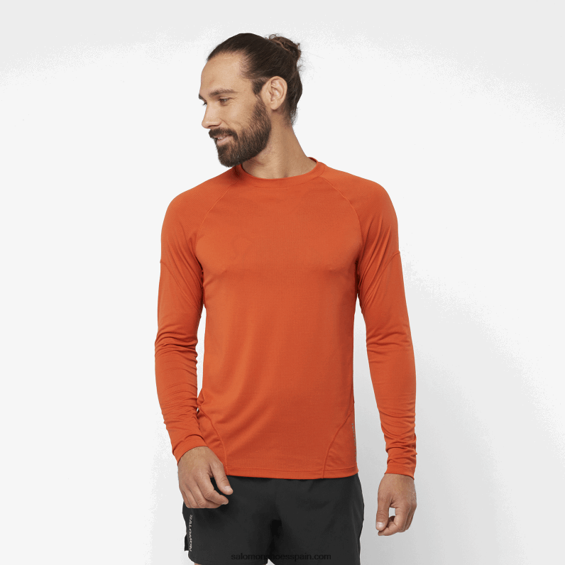 camiseta de manga larga para hombre - cross run Salomon 00B0PZ536 ocre quemado