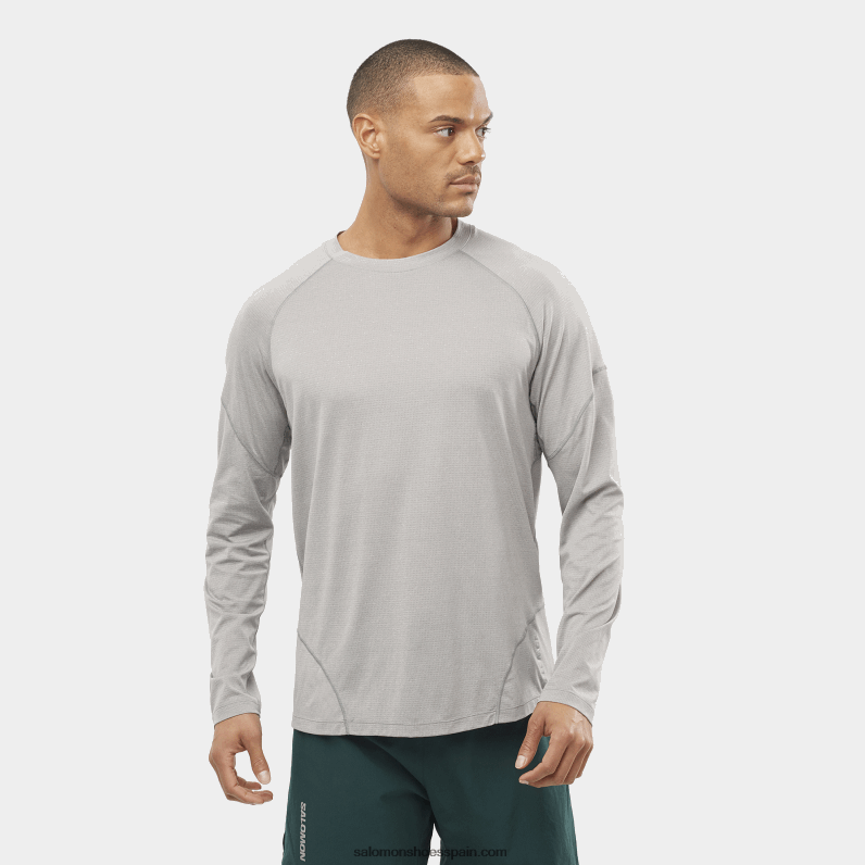 camiseta de manga larga para hombre - cross run Salomon 00B0PZ538 aleación/brezo