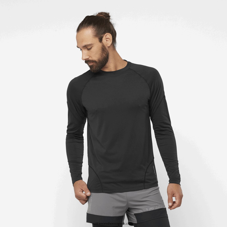 camiseta de manga larga para hombre - cross run Salomon 00B0PZ539 profundo negro