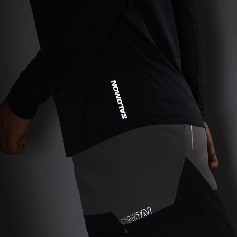 camiseta de manga larga para hombre - cross run Salomon 00B0PZ539 profundo negro