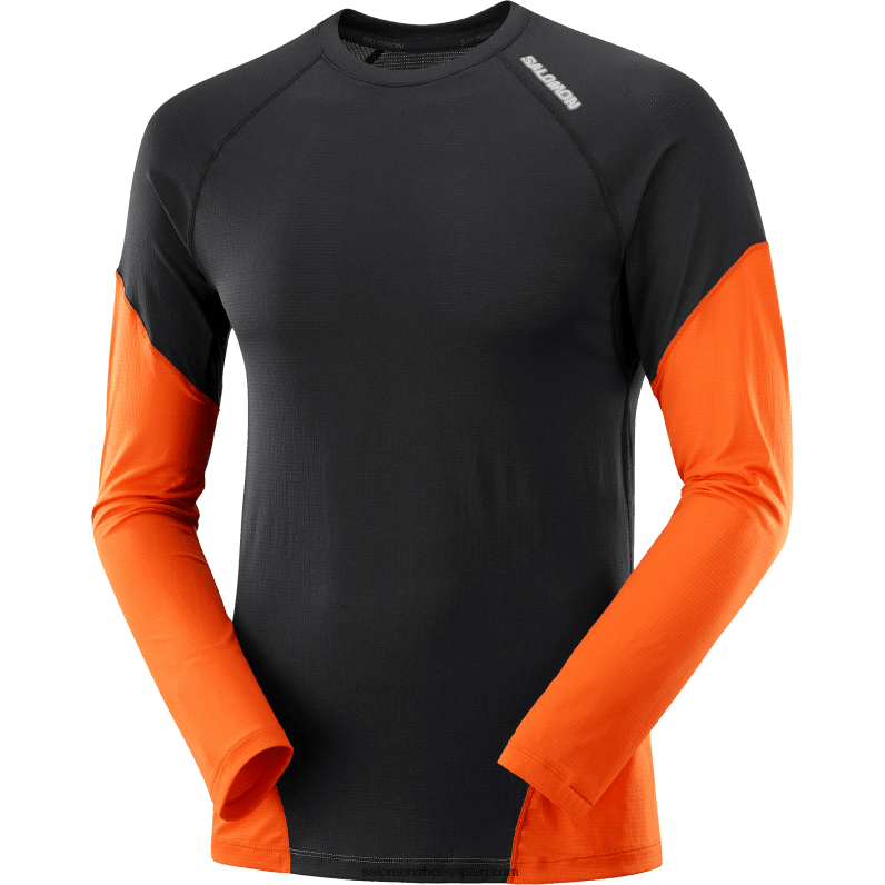camiseta de manga larga para hombre - cross run Salomon 00B0PZ540 negro intenso/ibis escarlata/nocturno