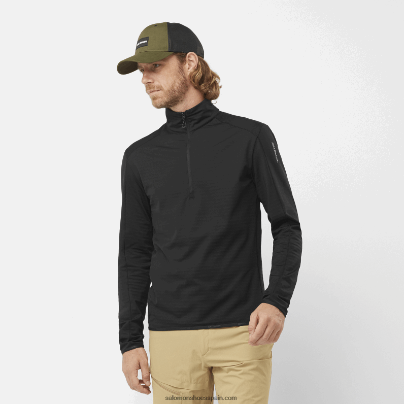 capa intermedia de hombre con media cremallera - essential lightwarm Salomon 00B0PZ549 profundo negro