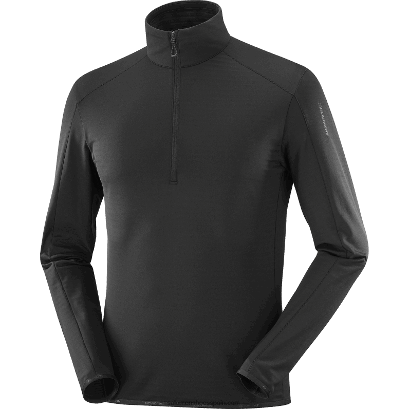 capa intermedia de hombre con media cremallera - essential lightwarm Salomon 00B0PZ549 profundo negro