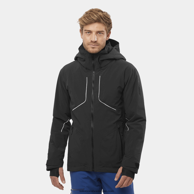chaqueta aislante con capucha para hombre - brillante Salomon 00B0PZ543 negro profundo/blanco