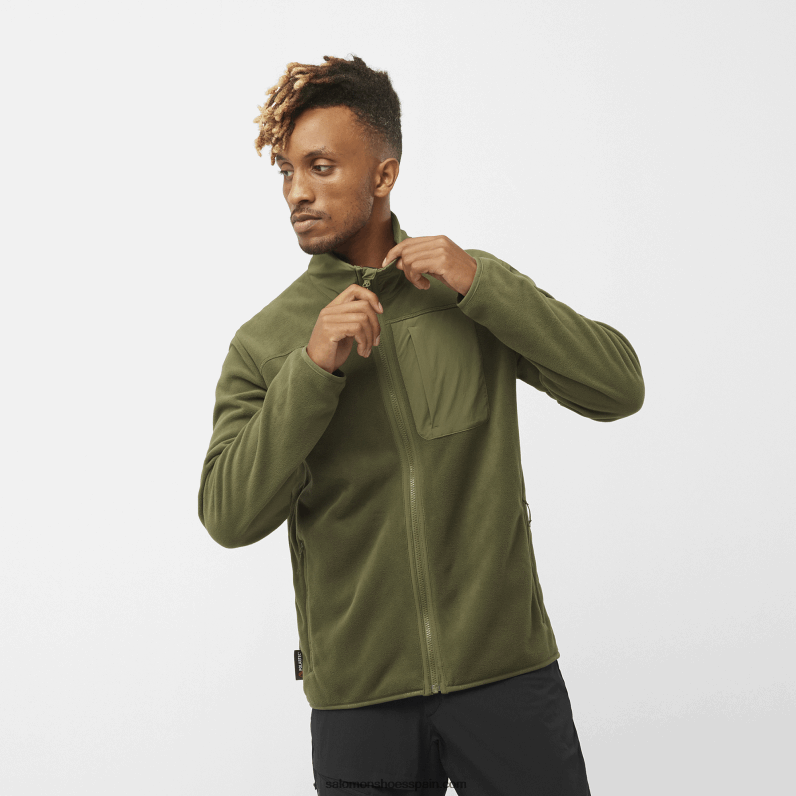 chaqueta de capa intermedia con cremallera completa para hombre - contorno polartec Salomon 00B0PZ534 hoja de uva