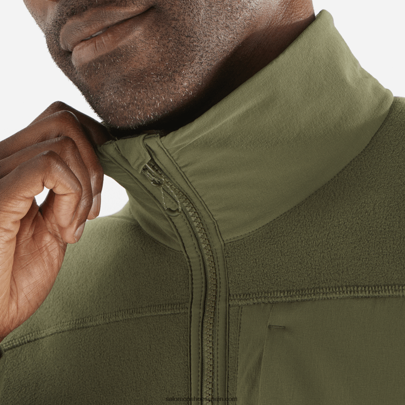 chaqueta de capa intermedia con cremallera completa para hombre - contorno polartec Salomon 00B0PZ534 hoja de uva