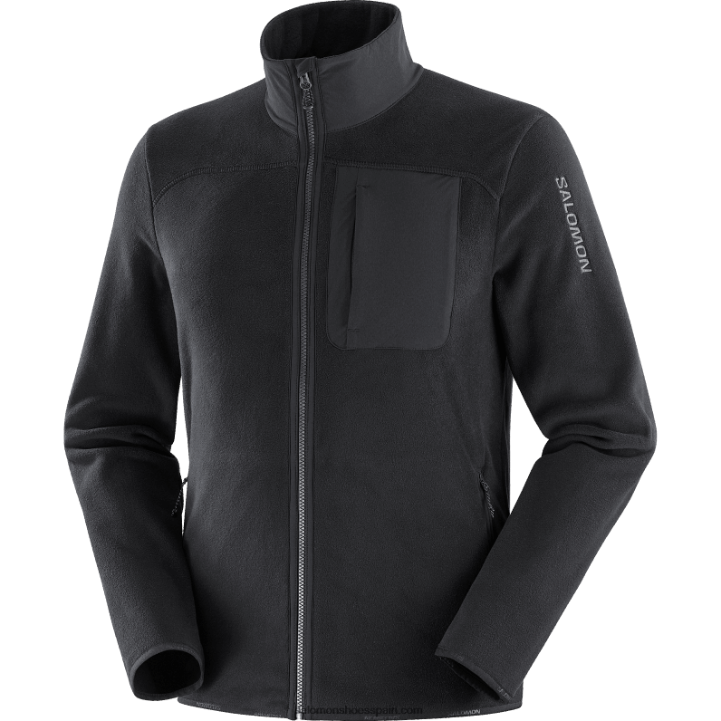 chaqueta de capa intermedia con cremallera completa para hombre - contorno polartec Salomon 00B0PZ535 profundo negro