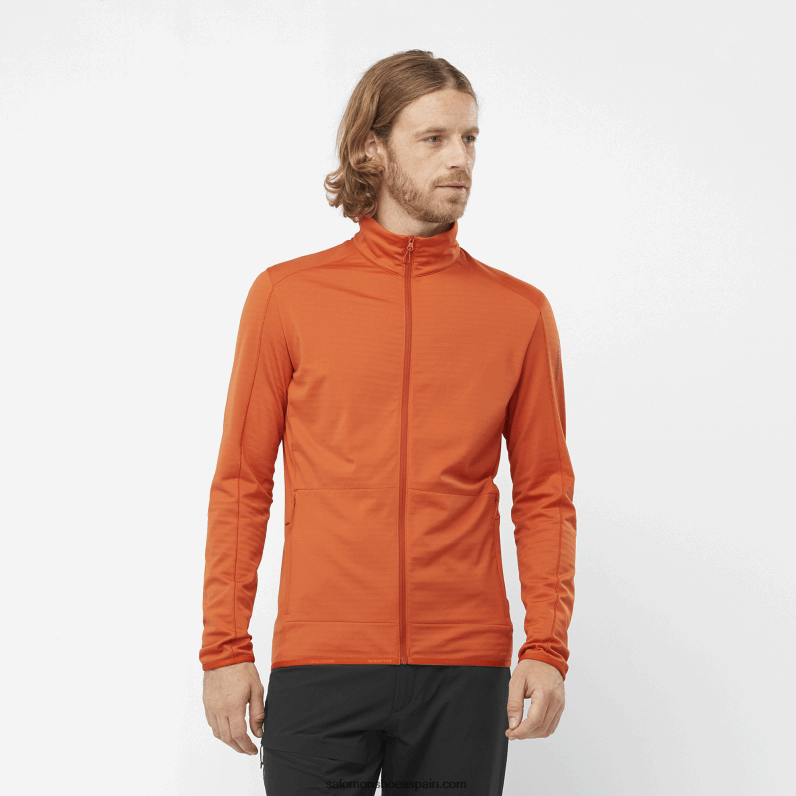 chaqueta de capa intermedia con cremallera completa para hombre - essential lightwarm Salomon 00B0PZ553 ocre quemado