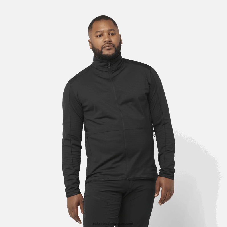 chaqueta de capa intermedia con cremallera completa para hombre - essential lightwarm Salomon 00B0PZ556 profundo negro