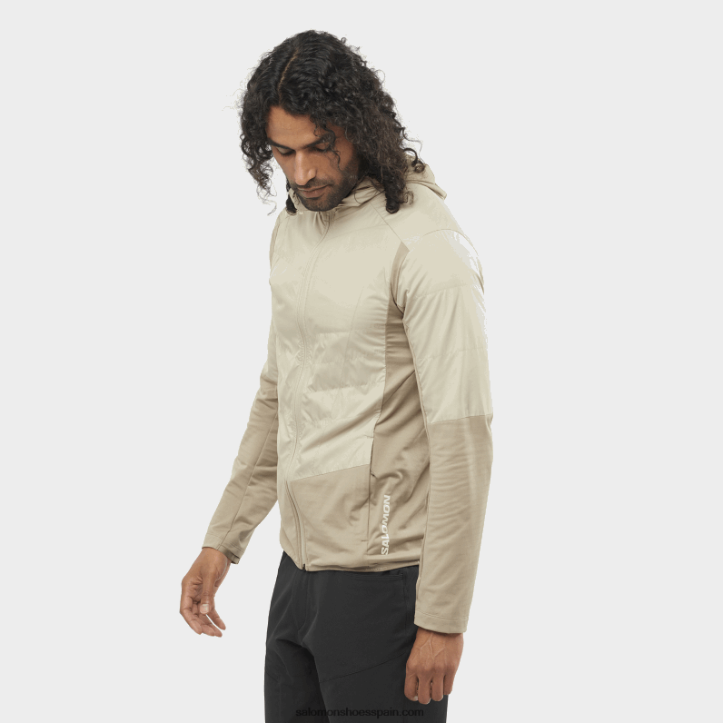 chaqueta de capa intermedia para hombre con capucha - contorno híbrido para todas las estaciones Salomon 00B0PZ558 marañón asado/plaza taupe