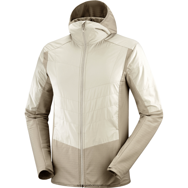 chaqueta de capa intermedia para hombre con capucha - contorno híbrido para todas las estaciones Salomon 00B0PZ558 marañón asado/plaza taupe
