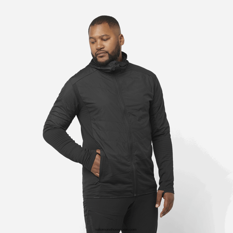 chaqueta de capa intermedia para hombre con capucha - contorno híbrido para todas las estaciones Salomon 00B0PZ559 profundo negro