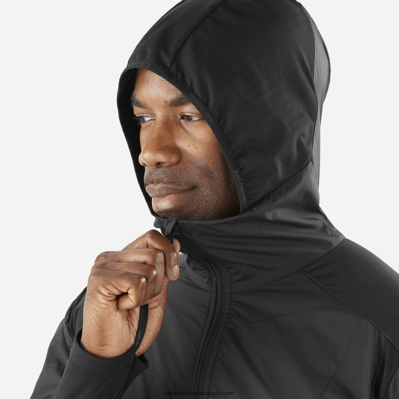 chaqueta de capa intermedia para hombre con capucha - contorno híbrido para todas las estaciones Salomon 00B0PZ559 profundo negro
