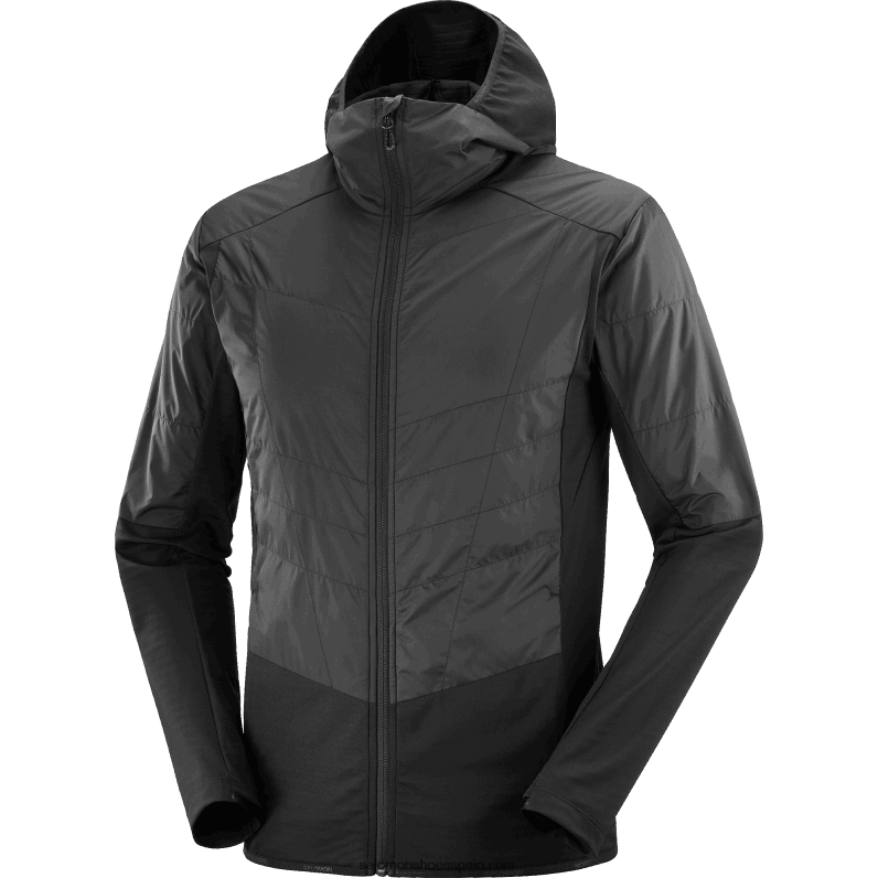 chaqueta de capa intermedia para hombre con capucha - contorno híbrido para todas las estaciones Salomon 00B0PZ559 profundo negro