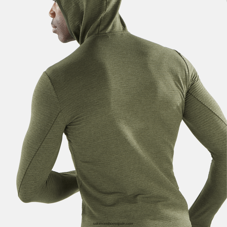 chaqueta de capa intermedia para hombre con capucha - essential lightwarm hooded Salomon 00B0PZ544 hoja de parra/noche del bosque