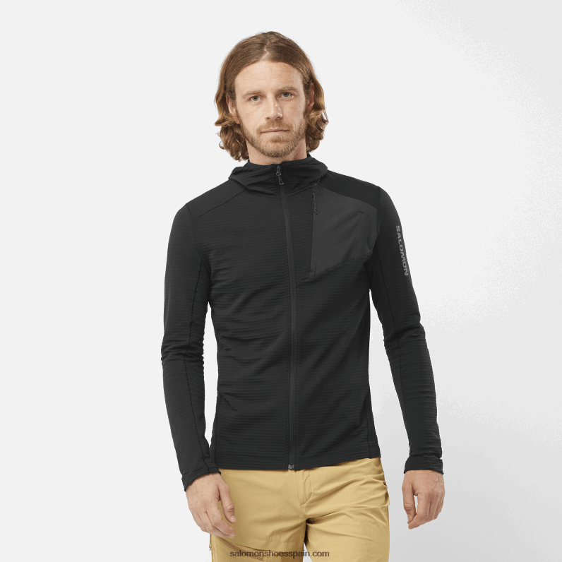 chaqueta de capa intermedia para hombre con capucha - essential lightwarm hooded Salomon 00B0PZ546 profundo negro