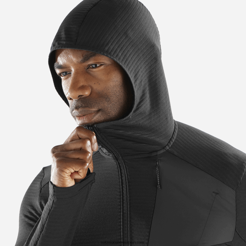 chaqueta de capa intermedia para hombre con capucha - essential lightwarm hooded Salomon 00B0PZ546 profundo negro