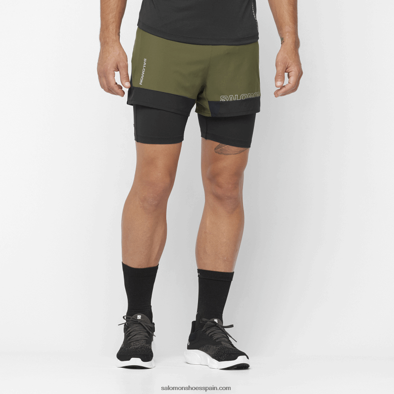 pantalones cortos de hombre - cruz 2in1 Salomon 00B0PZ278 hoja de parra/negro intenso