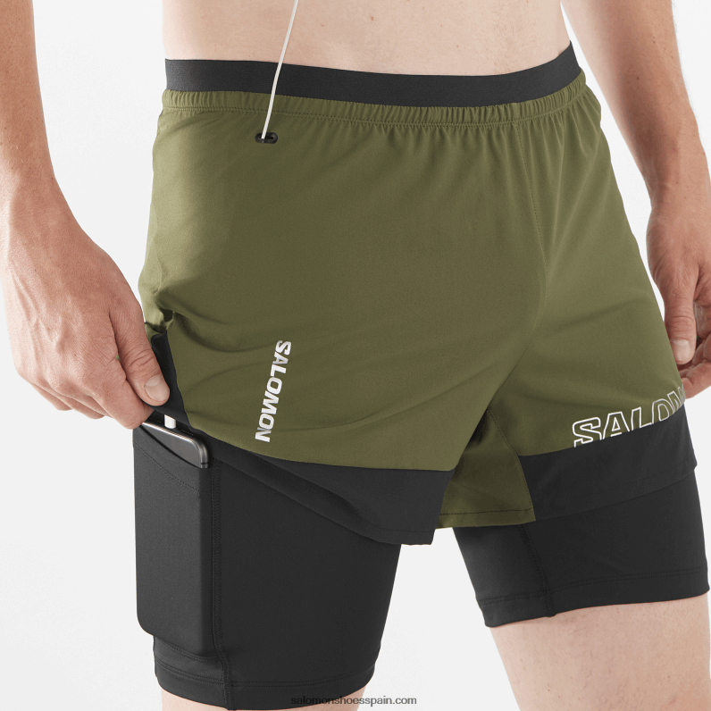 pantalones cortos de hombre - cruz 2in1 Salomon 00B0PZ278 hoja de parra/negro intenso
