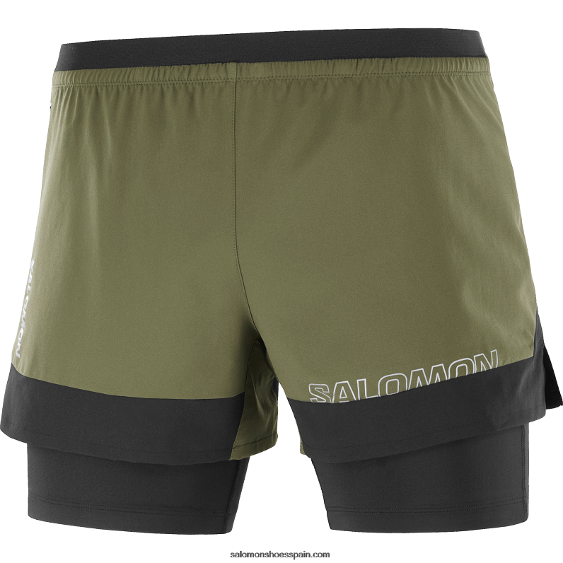 pantalones cortos de hombre - cruz 2in1 Salomon 00B0PZ278 hoja de parra/negro intenso