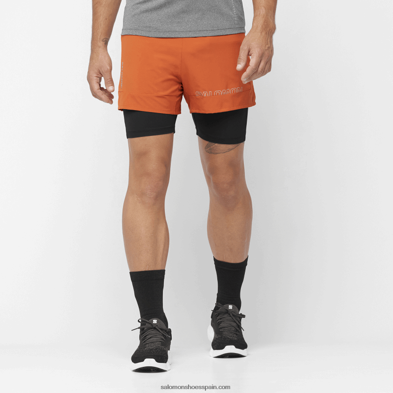 pantalones cortos de hombre - cruz 2in1 Salomon 00B0PZ279 ocre quemado/negro profundo