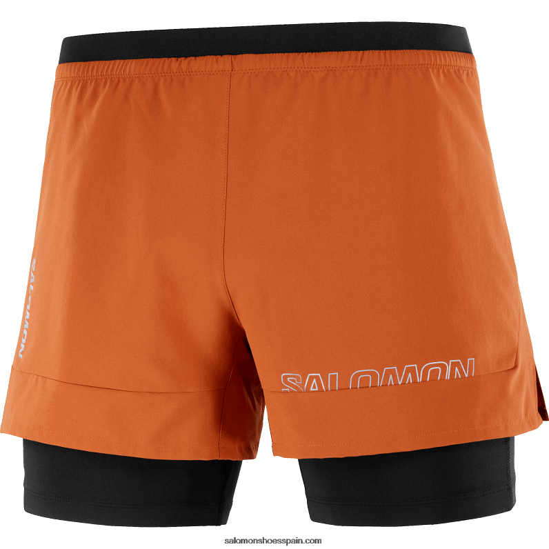 pantalones cortos de hombre - cruz 2in1 Salomon 00B0PZ279 ocre quemado/negro profundo