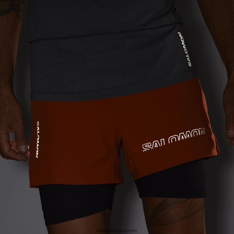 pantalones cortos de hombre - cruz 2in1 Salomon 00B0PZ279 ocre quemado/negro profundo
