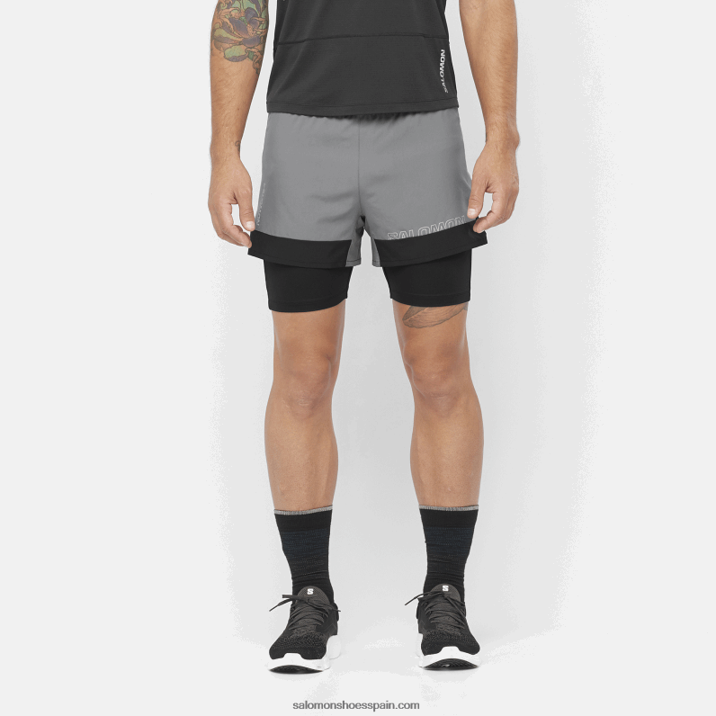 pantalones cortos de hombre - cruz 2in1 Salomon 00B0PZ280 sombra tranquila/negro profundo