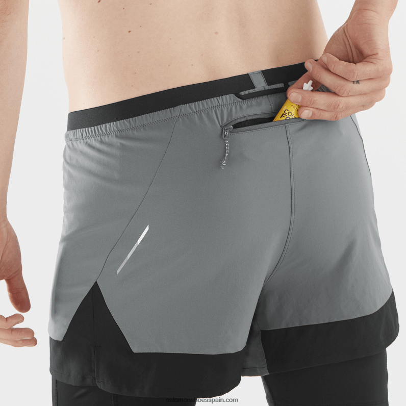 pantalones cortos de hombre - cruz 2in1 Salomon 00B0PZ280 sombra tranquila/negro profundo