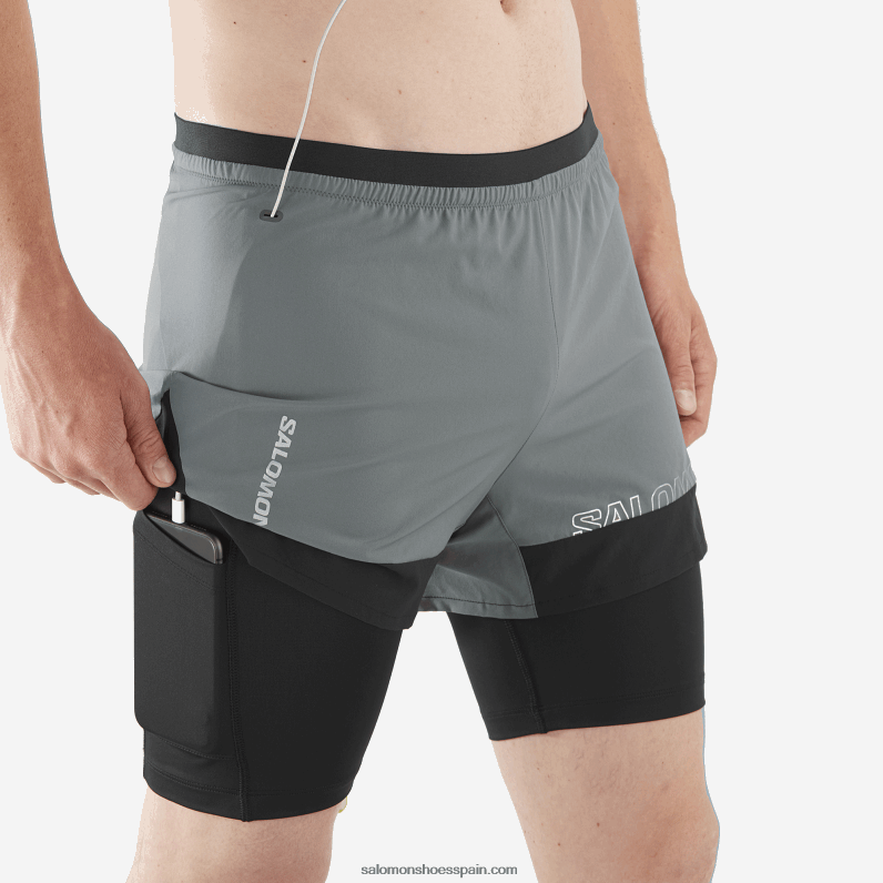 pantalones cortos de hombre - cruz 2in1 Salomon 00B0PZ280 sombra tranquila/negro profundo