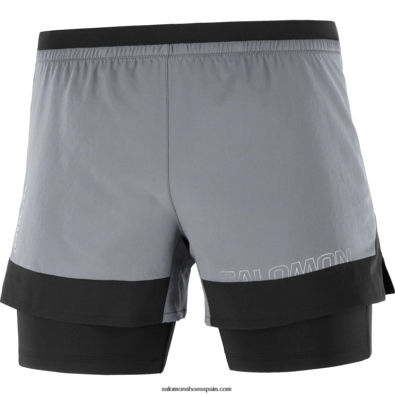 pantalones cortos de hombre - cruz 2in1 Salomon 00B0PZ280 sombra tranquila/negro profundo