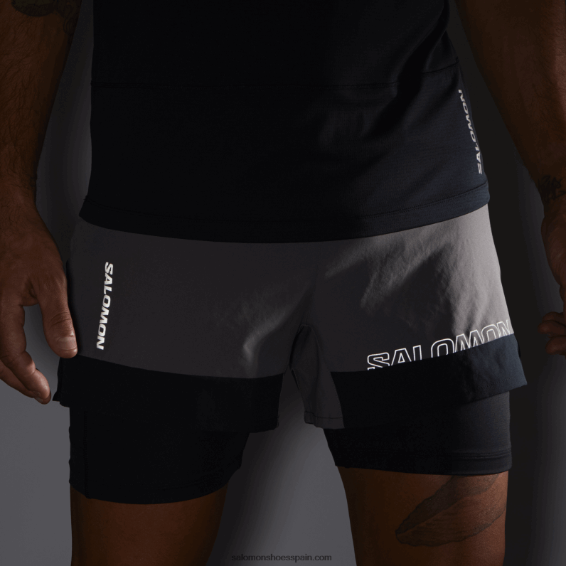 pantalones cortos de hombre - cruz 2in1 Salomon 00B0PZ280 sombra tranquila/negro profundo