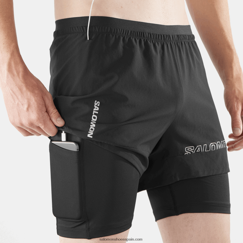 pantalones cortos de hombre - cruz 2in1 Salomon 00B0PZ281 profundo negro