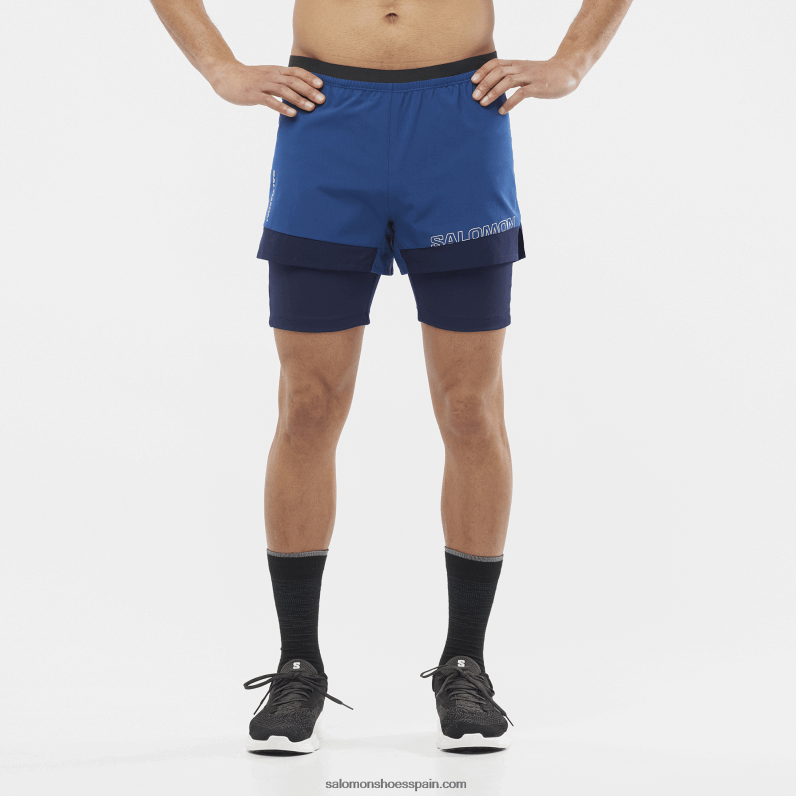 pantalones cortos de hombre - cruz 2in1 Salomon 00B0PZ283 peonía azul marino/cielo nocturno