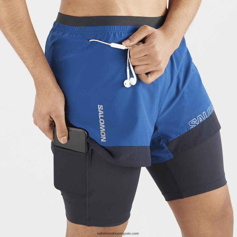 pantalones cortos de hombre - cruz 2in1 Salomon 00B0PZ283 peonía azul marino/cielo nocturno
