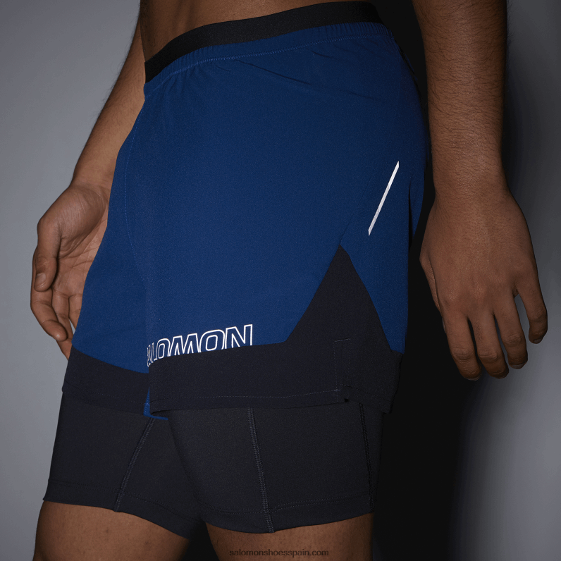 pantalones cortos de hombre - cruz 2in1 Salomon 00B0PZ283 peonía azul marino/cielo nocturno