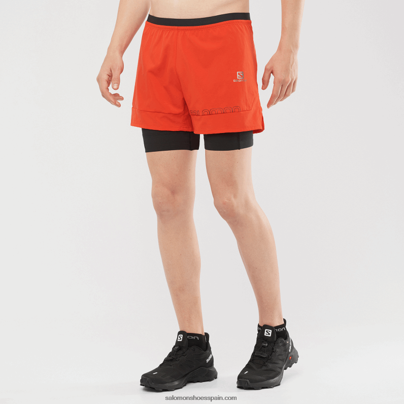 pantalones cortos de hombre - cruz 2in1 Salomon 00B0PZ284 rojo fuego