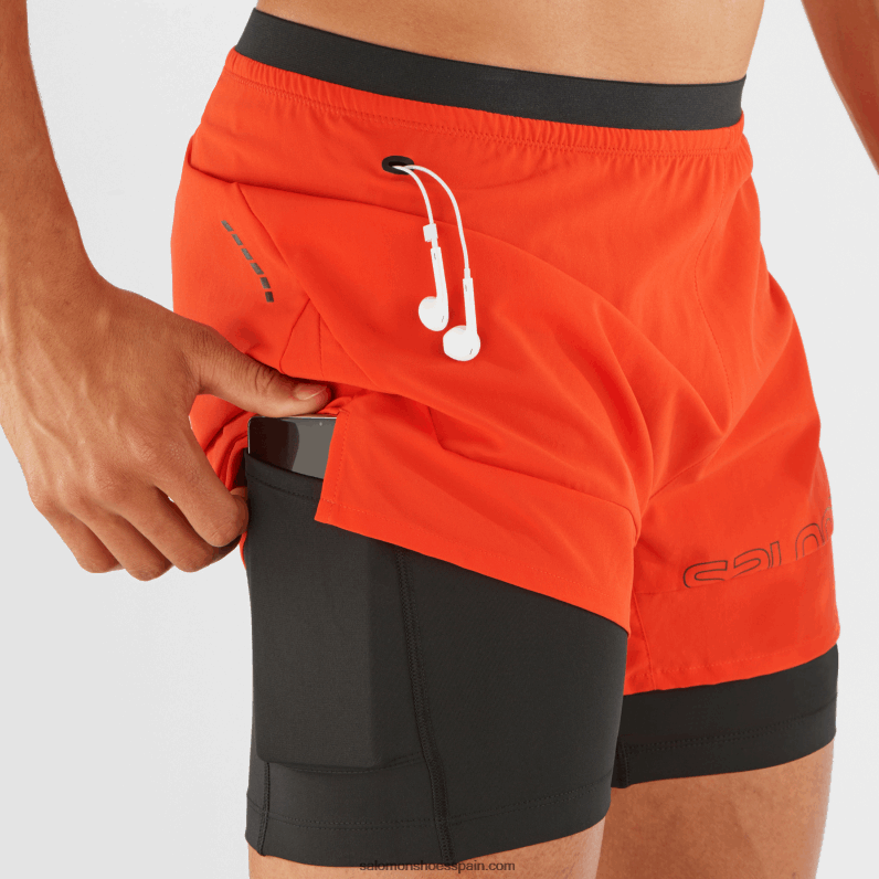 pantalones cortos de hombre - cruz 2in1 Salomon 00B0PZ284 rojo fuego