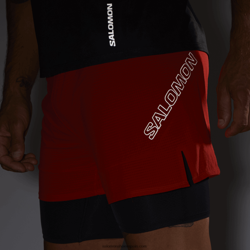 pantalones cortos de hombre - sense aero 2in1 Salomon 00B0PZ293 rojo fuego