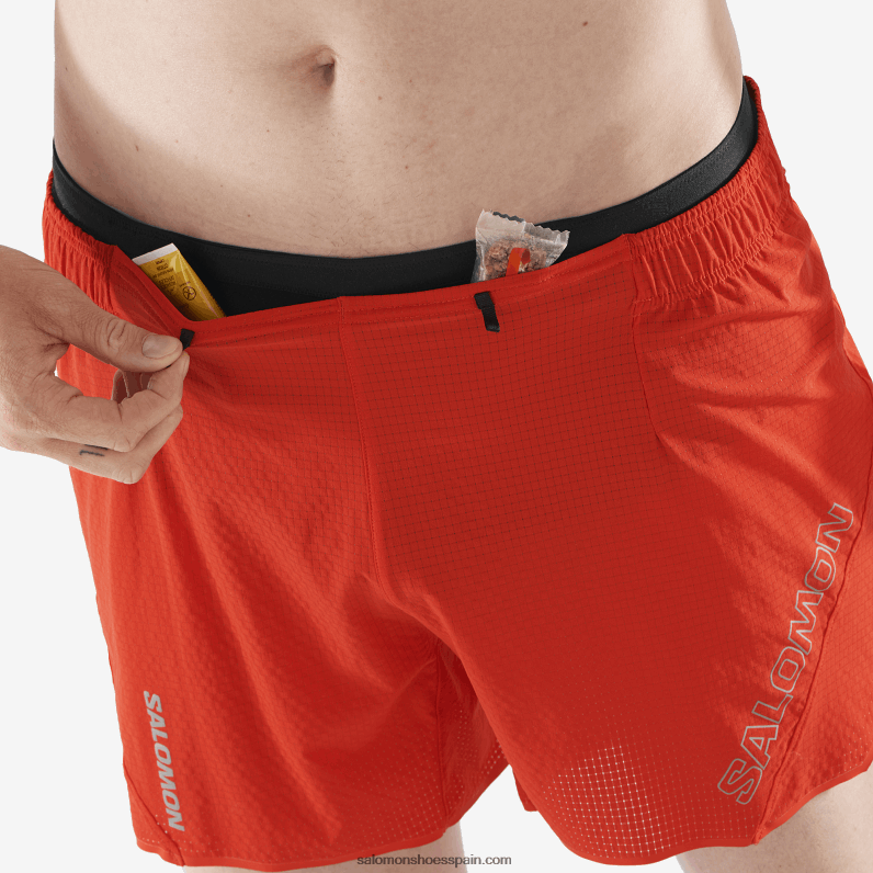pantalones cortos de hombre - sense aero 5 Salomon 00B0PZ291 rojo fuego