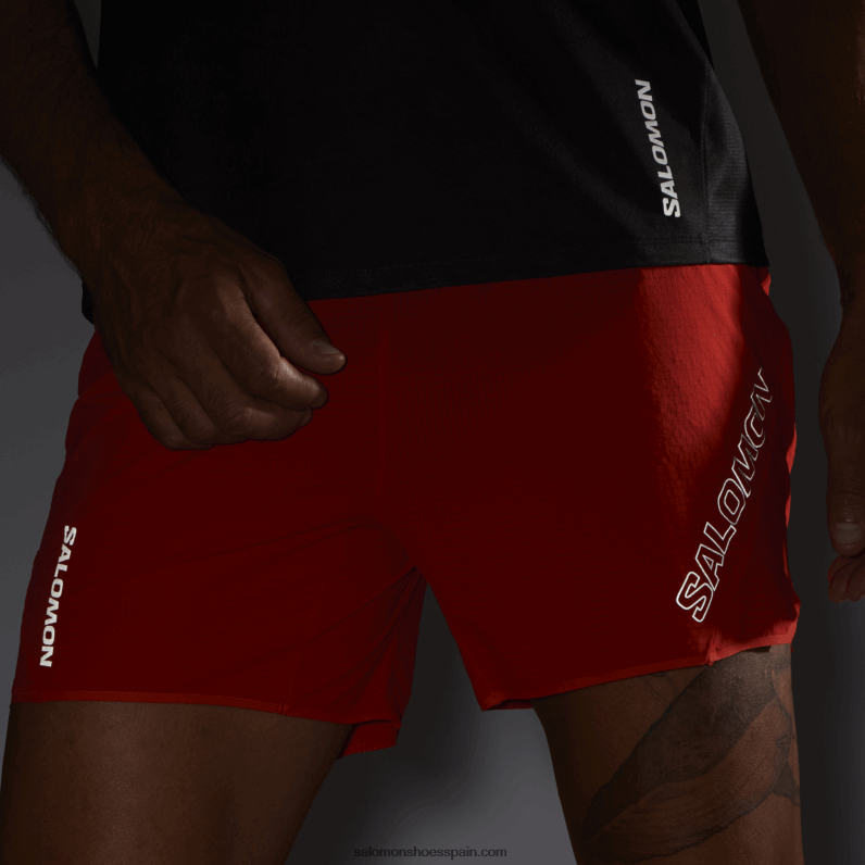 pantalones cortos de hombre - sense aero 5 Salomon 00B0PZ291 rojo fuego