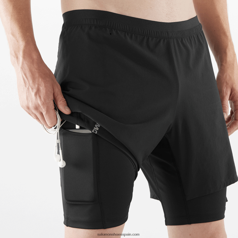 pantalones cortos de hombre - twinskin cruzado Salomon 00B0PZ300 negro