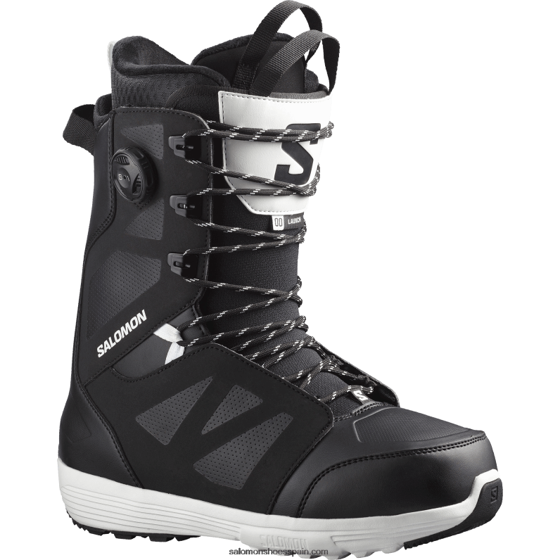 botas de snowboard para hombre - launch lace sj boa Salomon 00B0PZ597 blanco negro